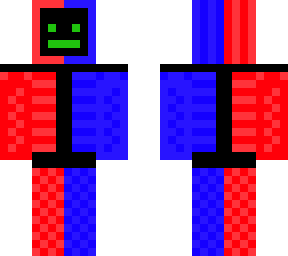 red and blue robot with a kamoto/onesie