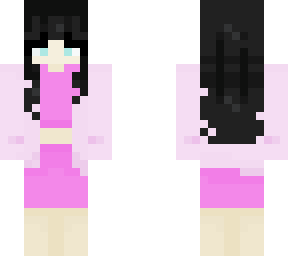 black haired girl with a pink matching set