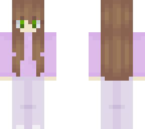 brown haired girl with purple sweater