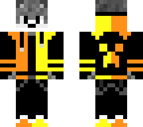 wolf in a yellow and orange track suit