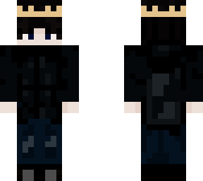 black hoodie, jeans, crown, black hair boy
