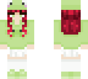 frog girl with red/pink hair