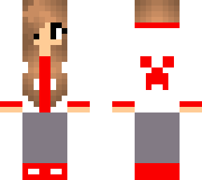 minecraft girl skin with red and white hoodie