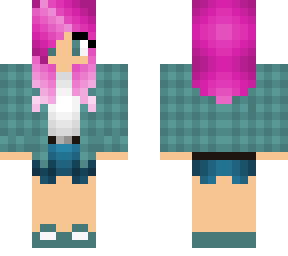 pink hair flannel girl