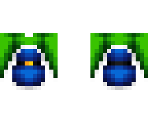 ob - long green cape w/ blue dress