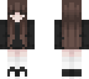 girl with brown hair and high socks.