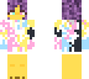 yellow tye-dye axolotl girl no ears