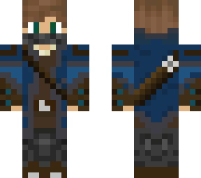 blue hooded figure w/ lowered hood