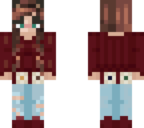 burgundy jumper bear's skin