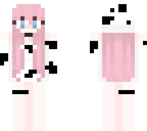 pink hair in cow outfit