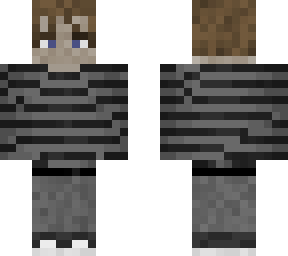 black striped sweater with brown hair