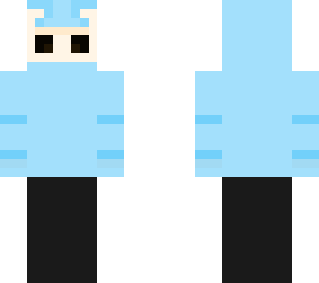 hollow knight in a light blue hoodie
