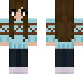 girl with blue and brown sweater