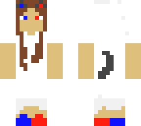 blue and red wolf girl wearing wedding dress