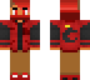 varsity jacket (red hooded)