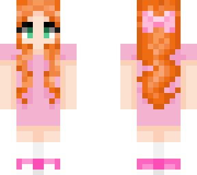 cute redhead with pink dress and bow