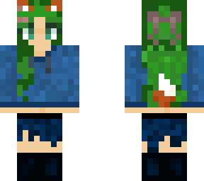 foxgirl - blue hoodie, tattered skirt