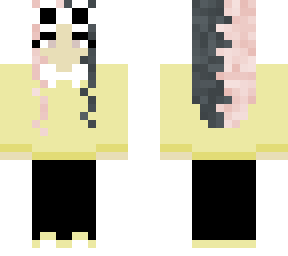 simple split dye hair, clout goggles and yellow sweater feminine character