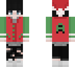 male in christmas varsity jacket with a on back with santa hat