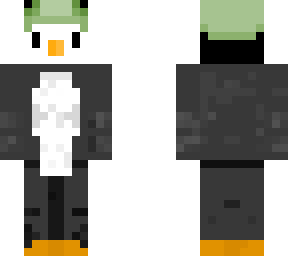 penguin with frog hat