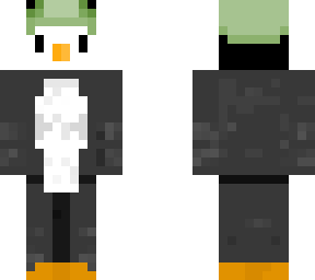 penguin with frog hat