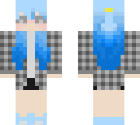 blue hired girl with plaid shirt