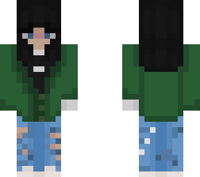 green cute aesthetic girl (blue jean version)