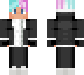 blue-pink hair w/ hoodie