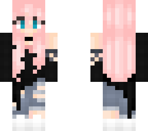 cute black and pink hair girl