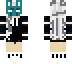 bunny girl with white hair and blue mask