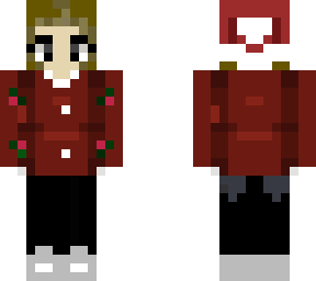 winter girl red sweater with santa hat