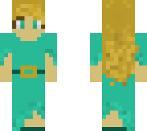 blonde girl - teal dress
