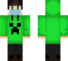 cool green hoody with creeper shape and mask