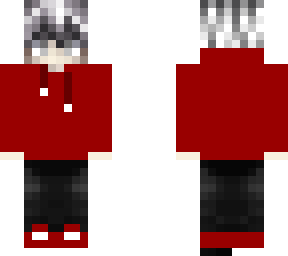red hoodie boy with white hair
