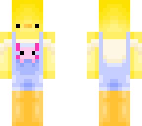 duckling wearing overalls with axolotl friend