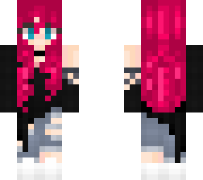 cute black and pink hair girl