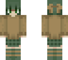 green and beige girl w/bow