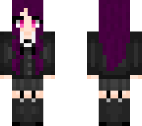 purple hair school girl