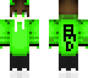 teen boy with green hoodie and horns amd back