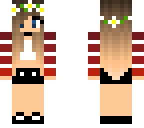 beautiful girl flower crown - bella mujer corona floral (skin minecraft pe)