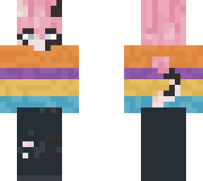 cute character in sweater with pink hair