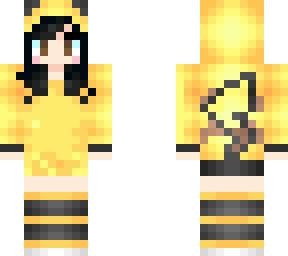 girl with black hair and pikachu costume