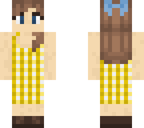 yellow plaid dress and blue bow (lashes)