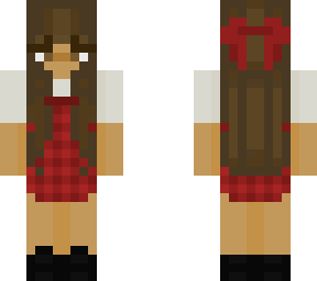 red plaid dress with a hair bow