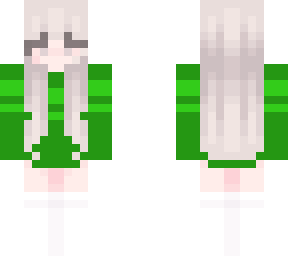 blonde girl with green sweater