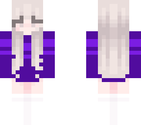 blonde girl with purple sweater