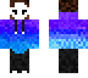 faded purple to cyan hoodie with mask