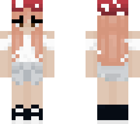 red head with mushroom hat