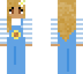 blonde with blue overalls