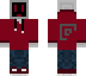 red pc with a hoodie